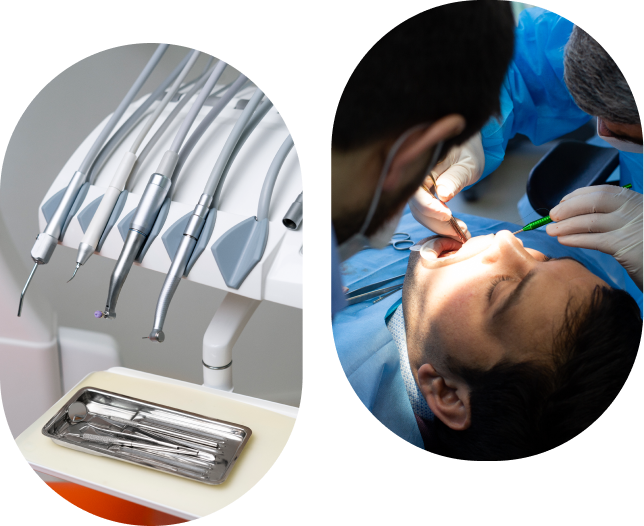 Image d'un dentiste effectuant une intervention chirurgicale dentaire